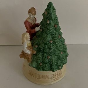 Vintage 1988 Bisque Porcelain Wind-Up Christmas Tree Music Box by Claire Burke